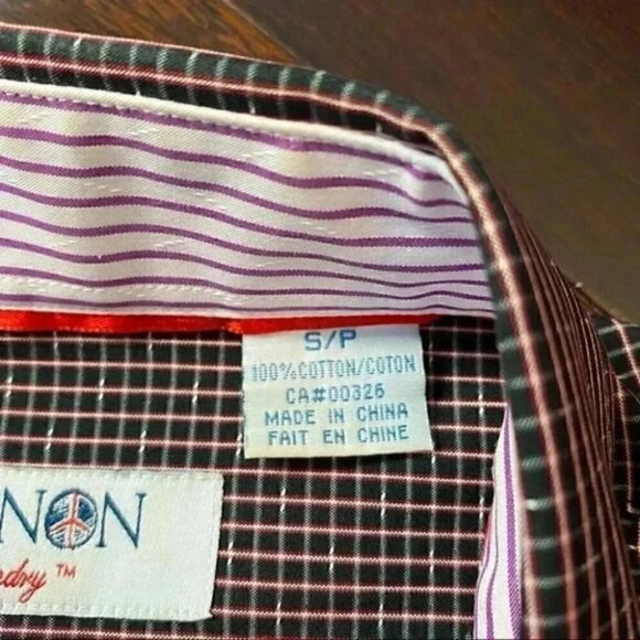 English Laundry John Lennon Plaid Button Down Long Sleeve Shirt Black Red Small - Picture 14 of 16